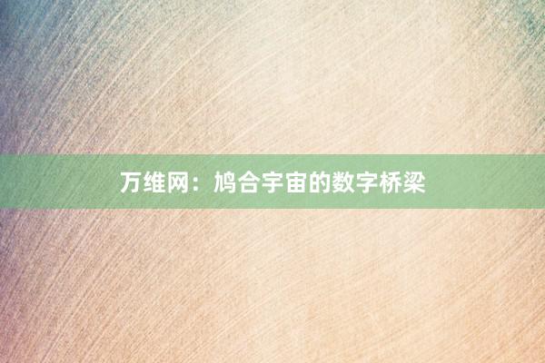 万维网：鸠合宇宙的数字桥梁