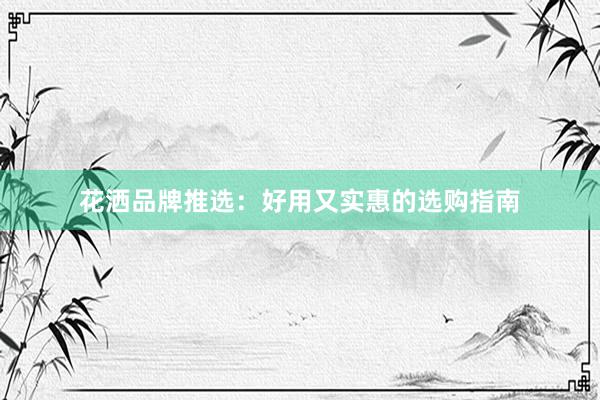 花洒品牌推选：好用又实惠的选购指南